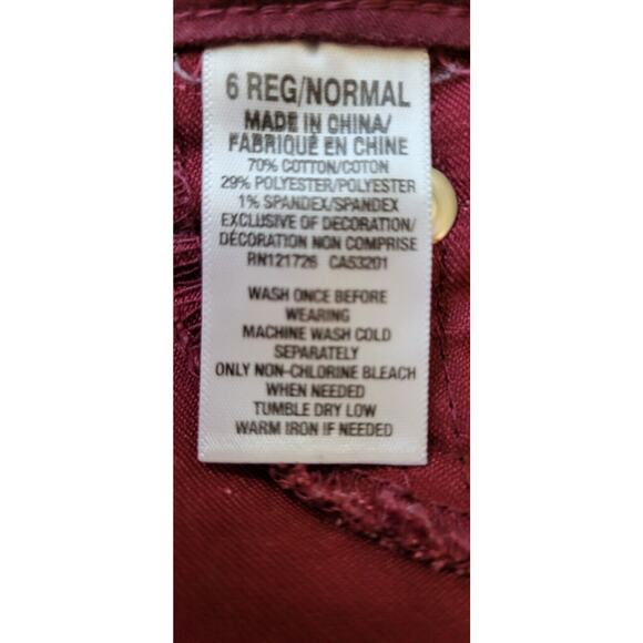 Aeropostale Women High Rise Jegging In Burgundy Brushed Denim Skinny Size 6 - Picture 8 of 8